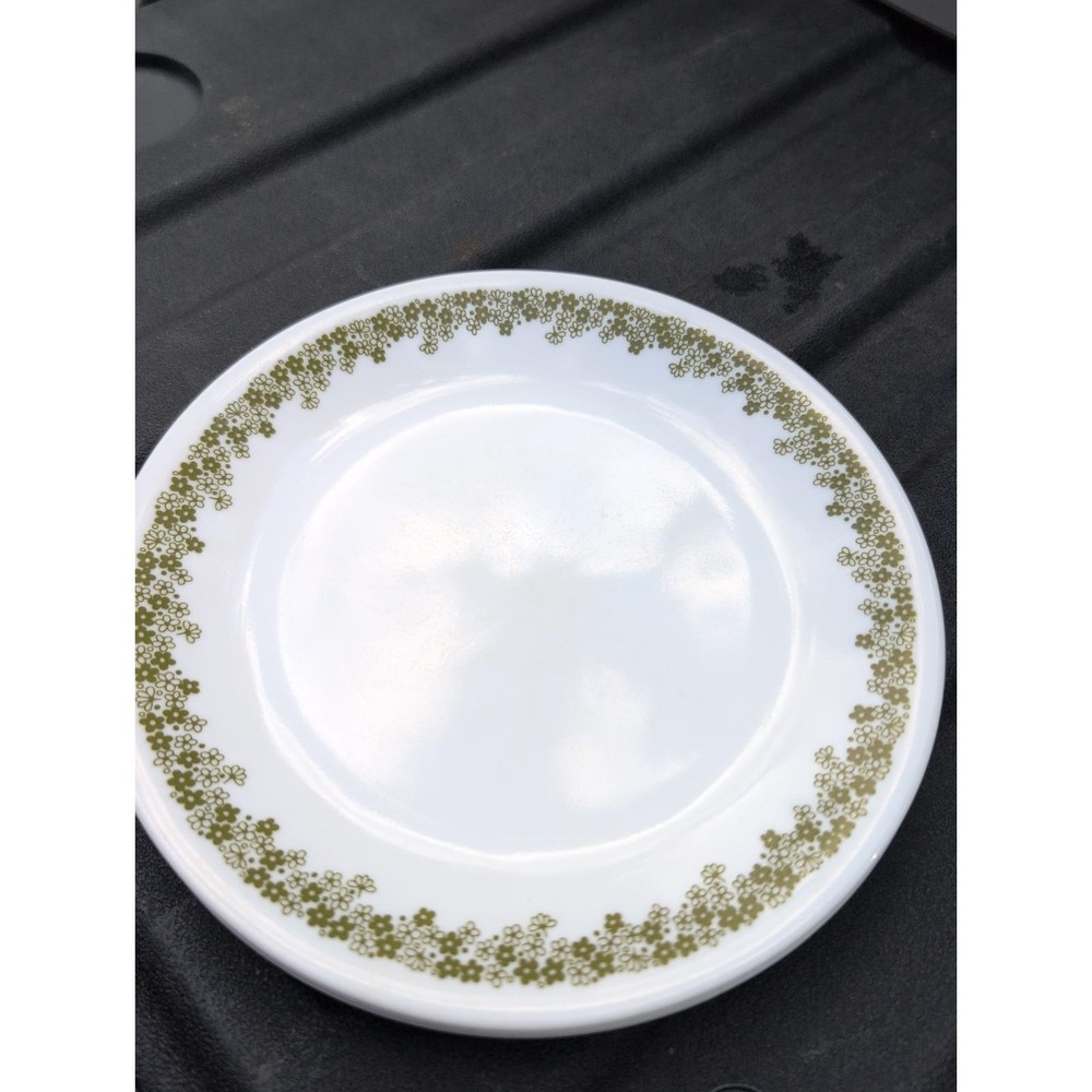Corelle Spring Blossom Green Crazy Daisy Luncheon~Salad Plates 8.5" lot-5 Vtg
